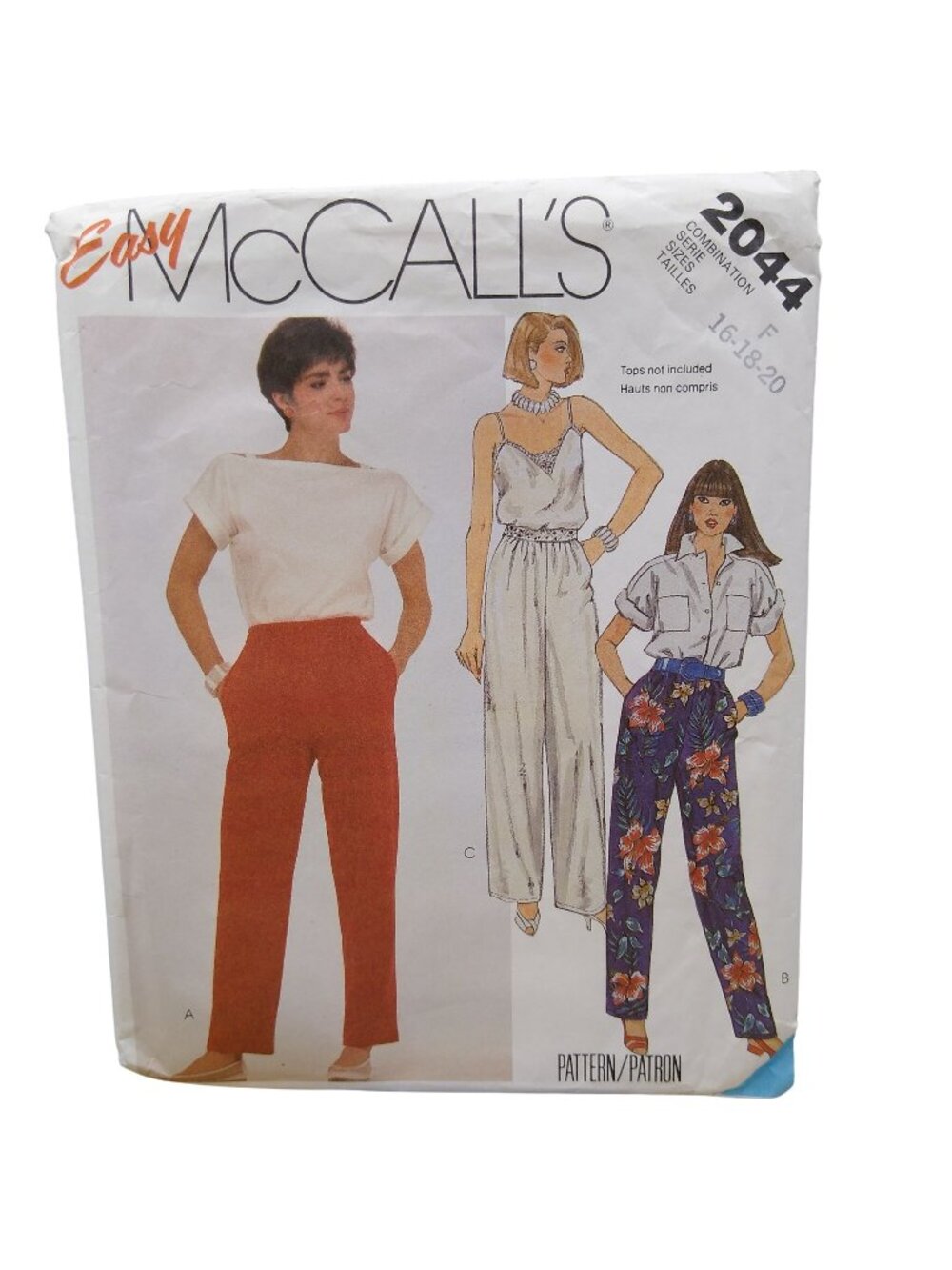 Vintage Sewing PATTERN McCalls 2044, Easy Misses 1985 Pants, Womens Plus Size F